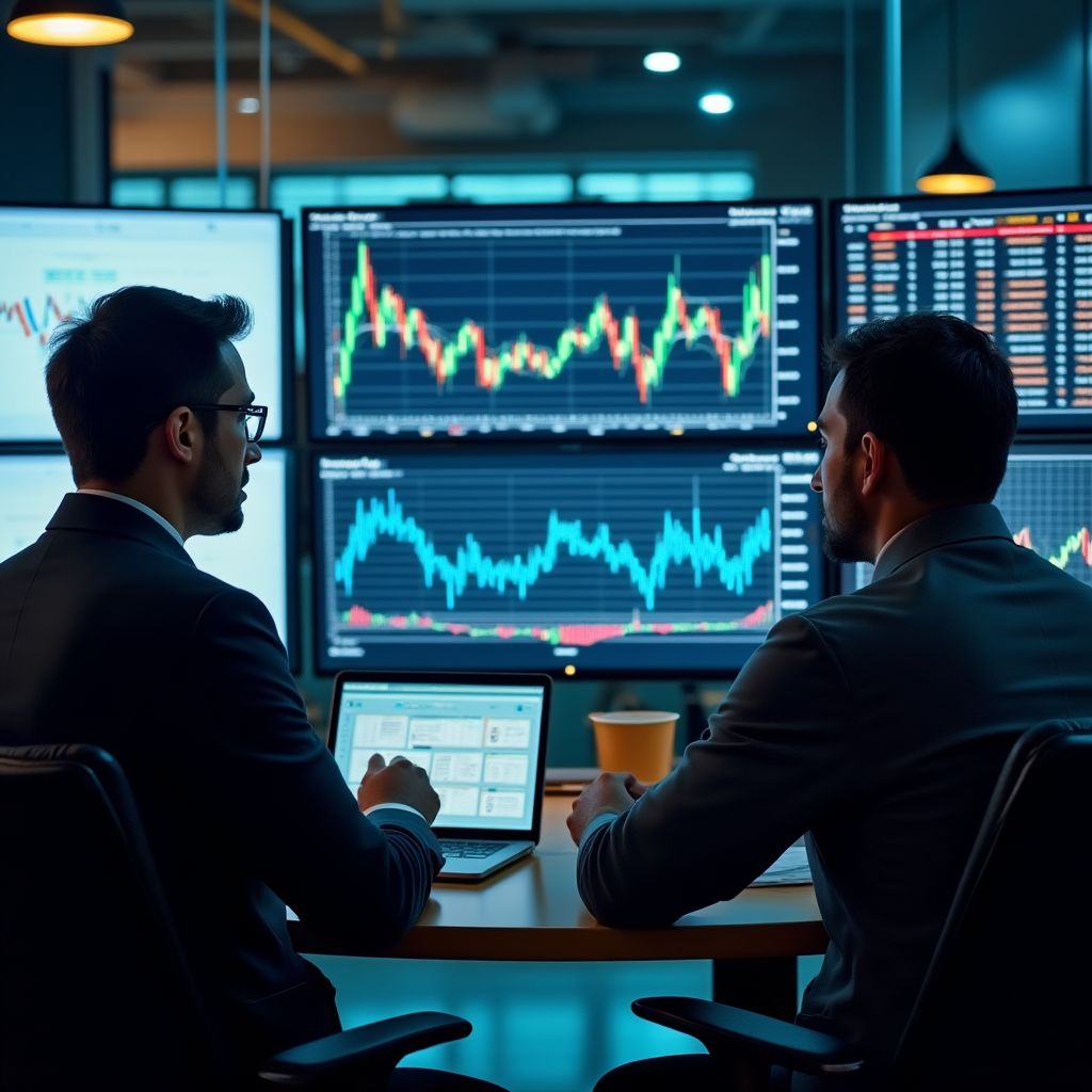 Expertos analizando datos del mercado petrolero